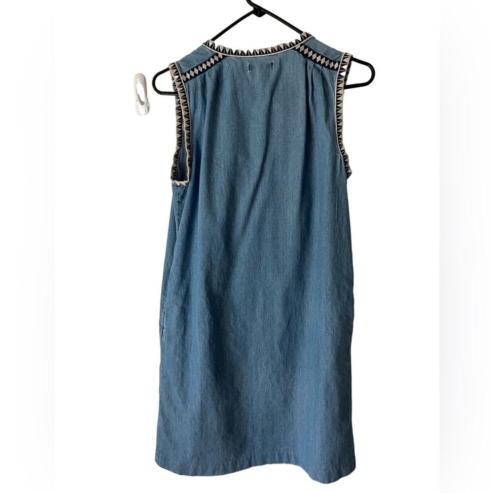 J. Crew Denim Blue Tunic with Geometric Trim (4) - Picture 3 of 5